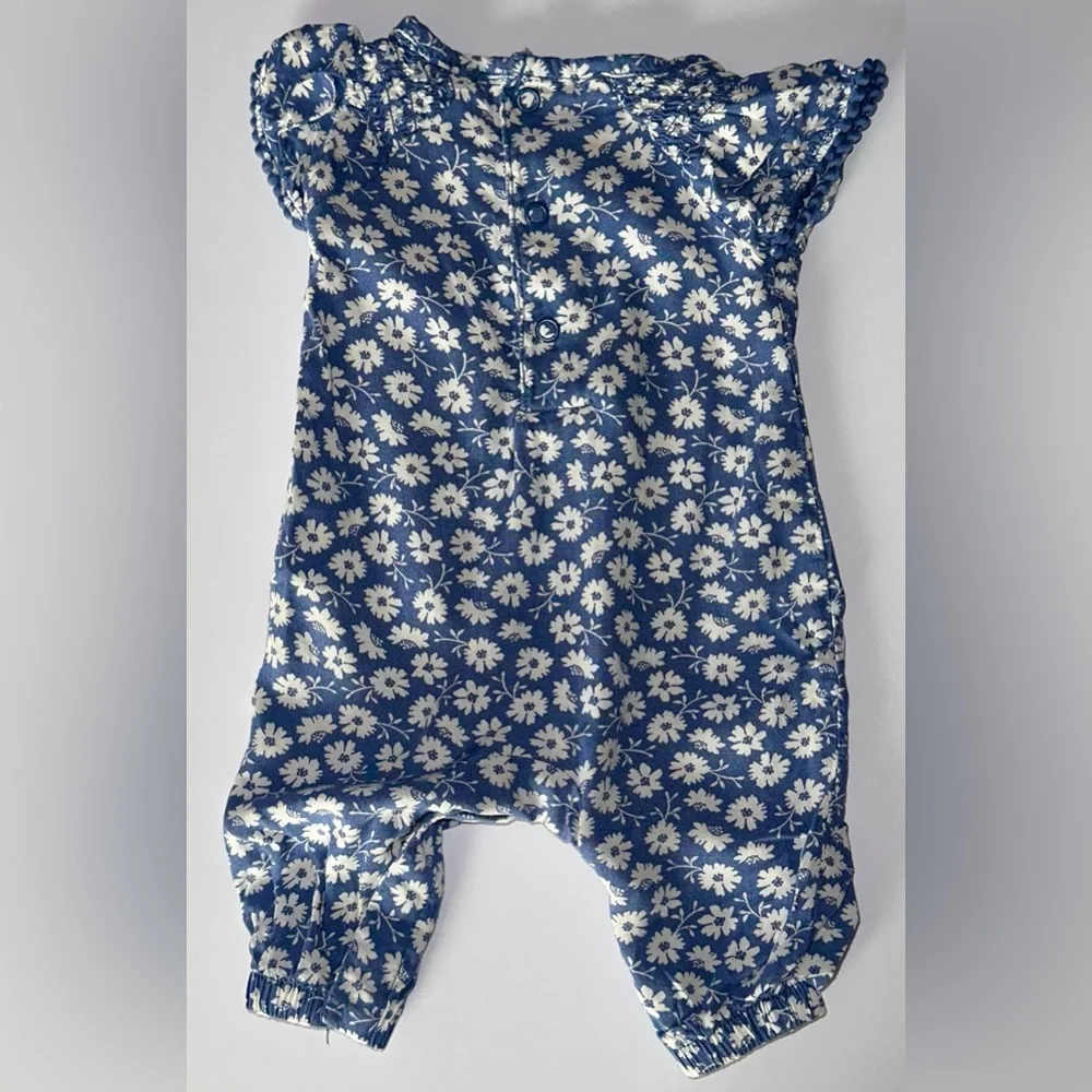 Carter's Just One You Baby Girls‎ Blue Floral 1pc Cap Sleeve Jumpsuit Size NB